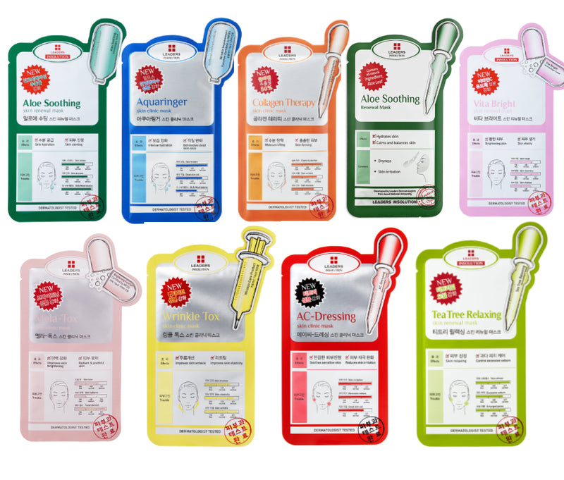 Insolution Renewal and Skin Clinic - 8 Face Sheet Masks Kit - + Free Headband
